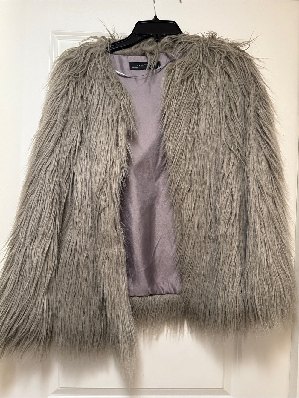Zara Gray Faux Fur Jacket